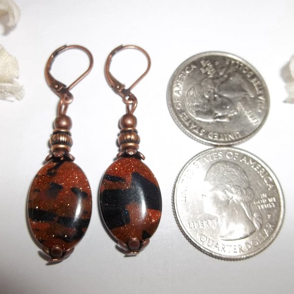 Earrings, Orange Earrings, Rust Earrings, Boho Earrings, Sandstone Earring 7923 - Picture 2 of 8